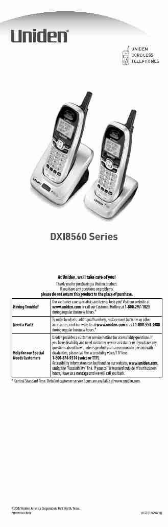 Uniden Cordless Telephone DXI8560 Series-page_pdf